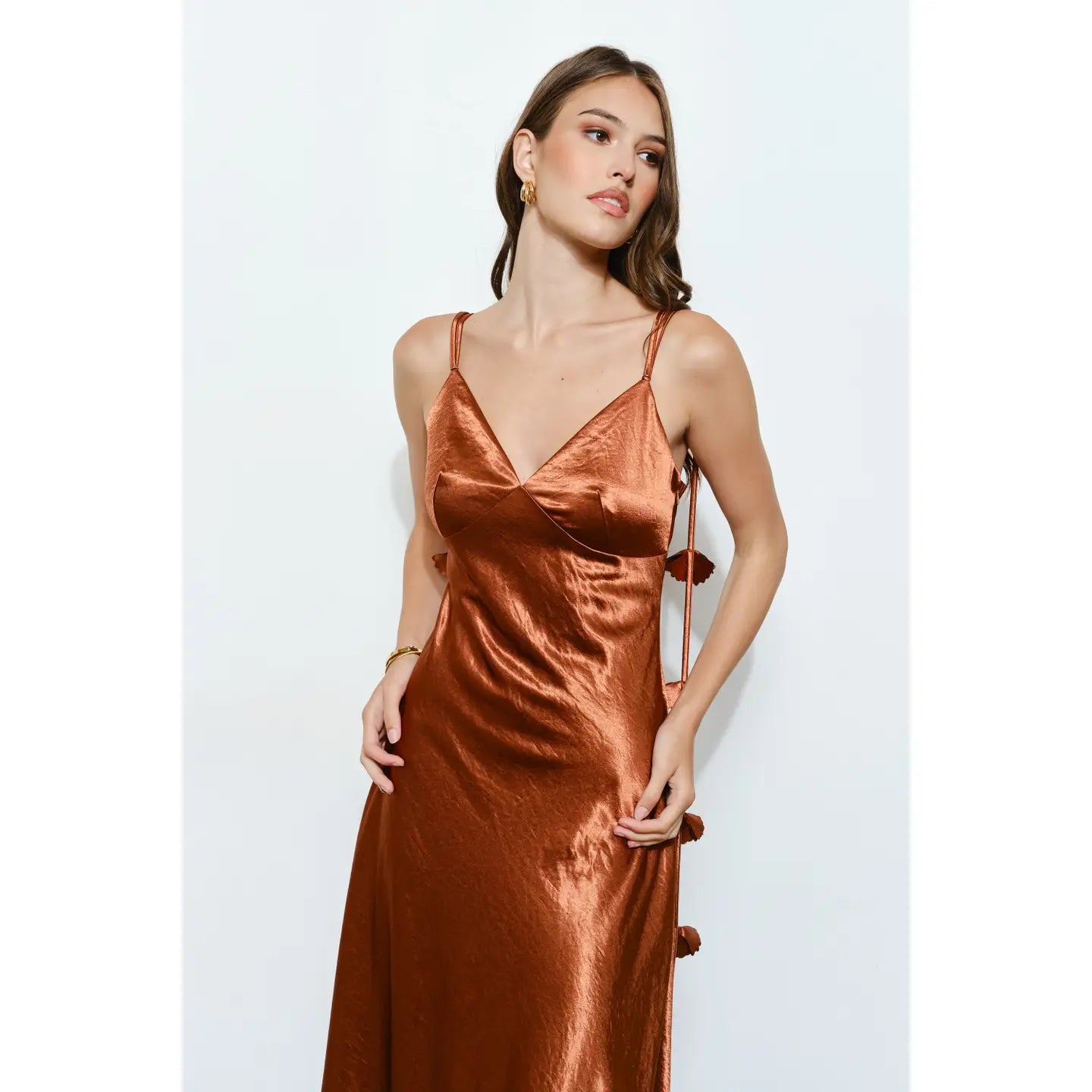 3D flower satin dress