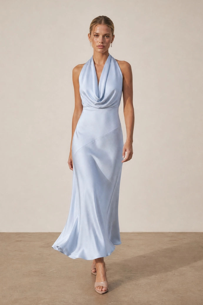 Draped Halter Neck Dress