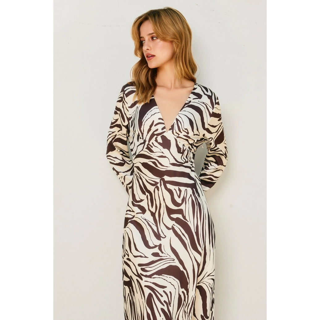 Fauna Deep V-Neck Maxi Dress