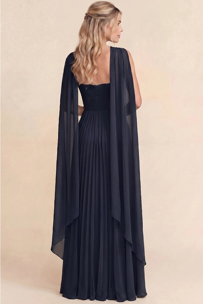 PLEATED DRAPED MAXI DRESS