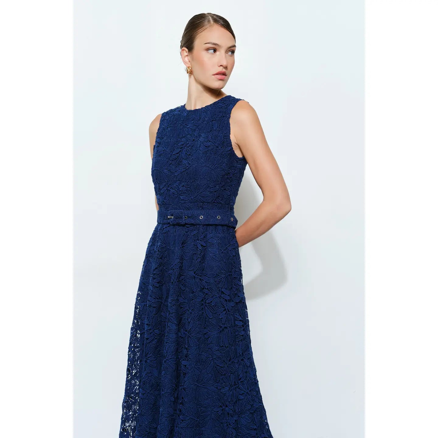 Belted lace dress