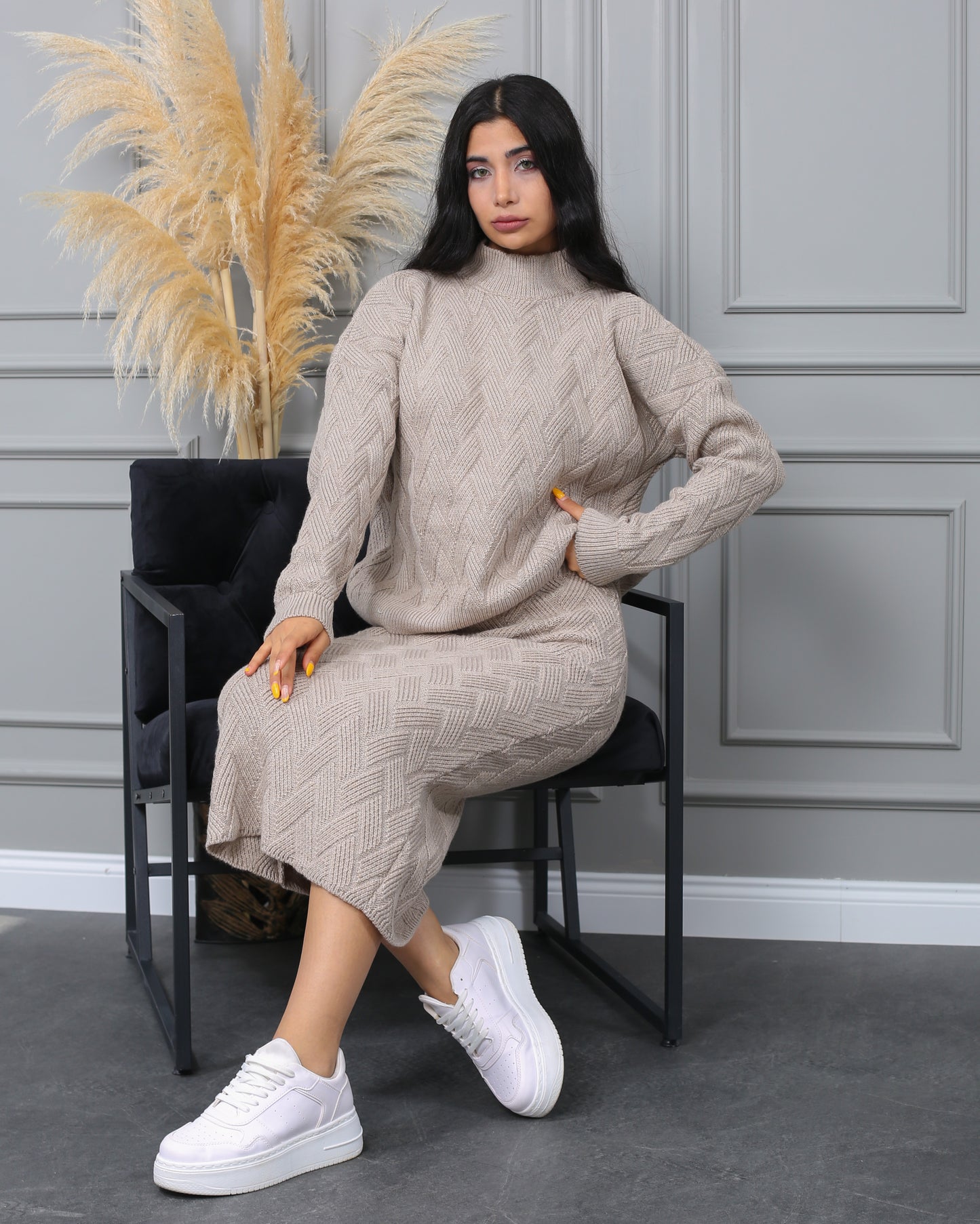 Panda skirted knitwear mink set image 1