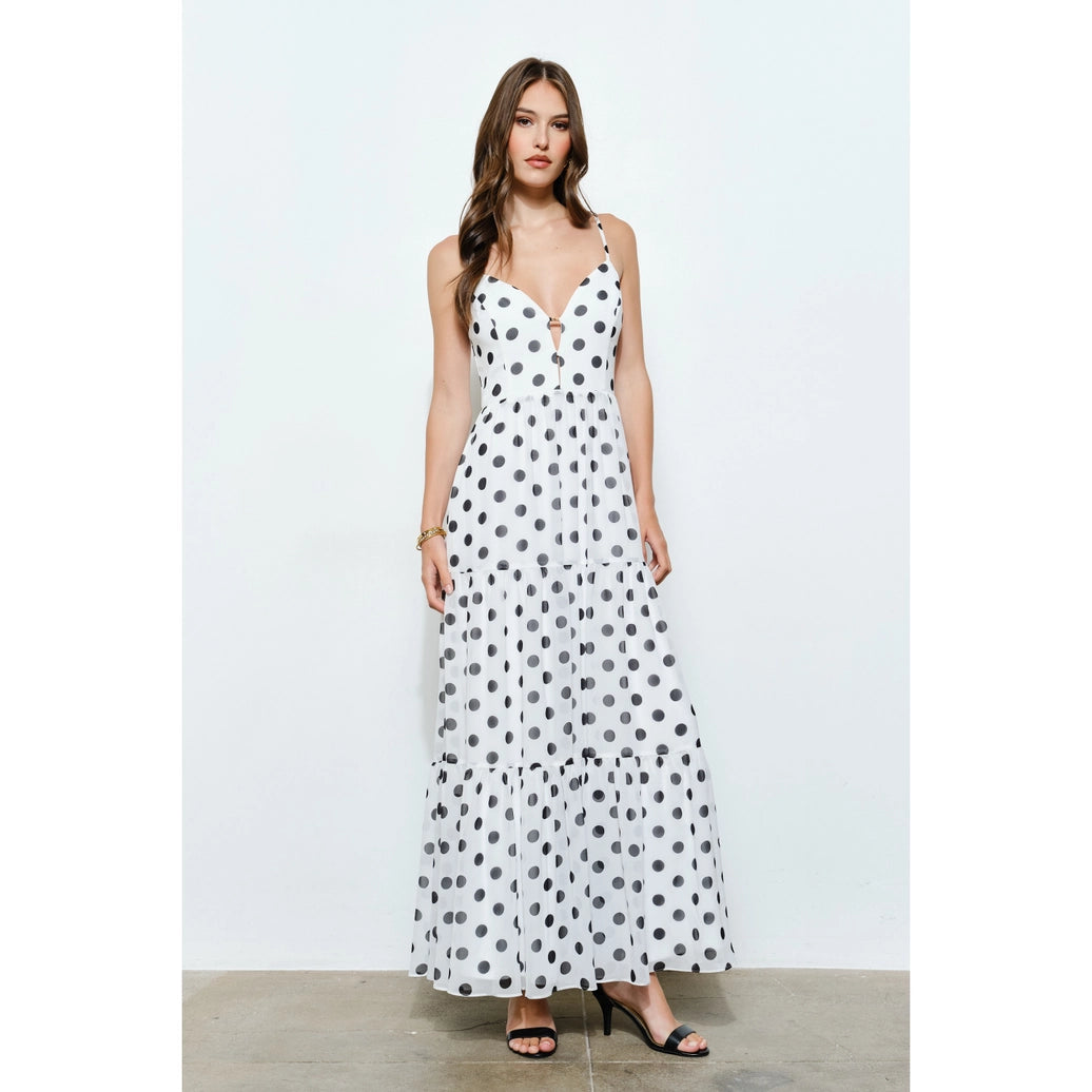 Sleeveless maxi white dot