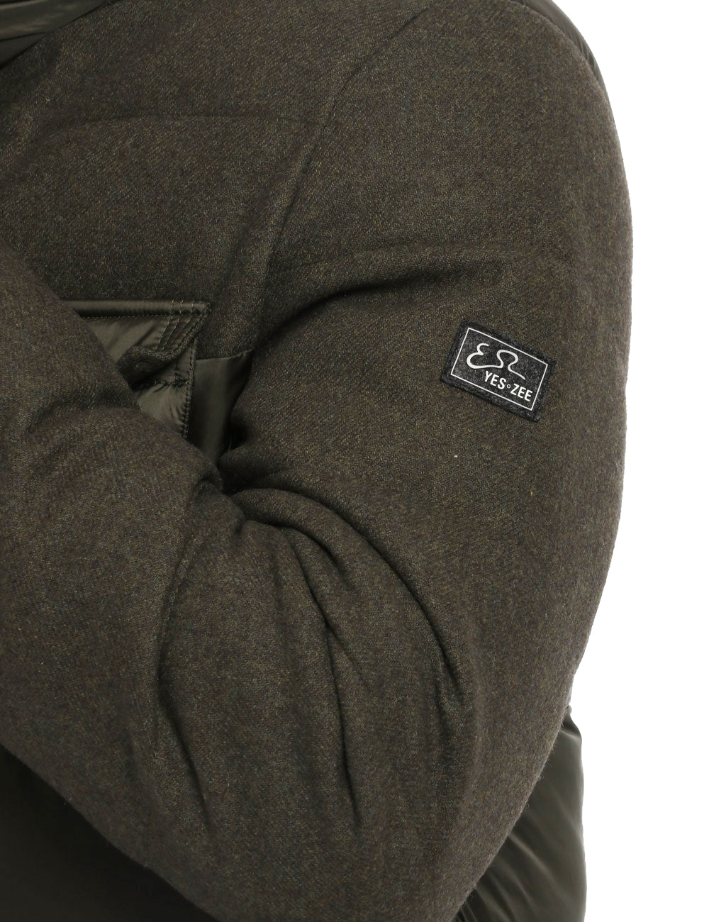 Doudoune verte en laine et tissu technique — Yes Zee