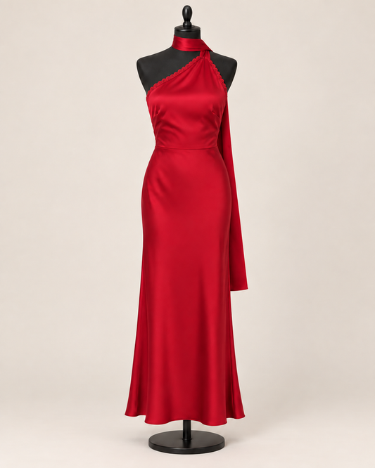 Robe longue rouge à col licou – 1& Only Collective