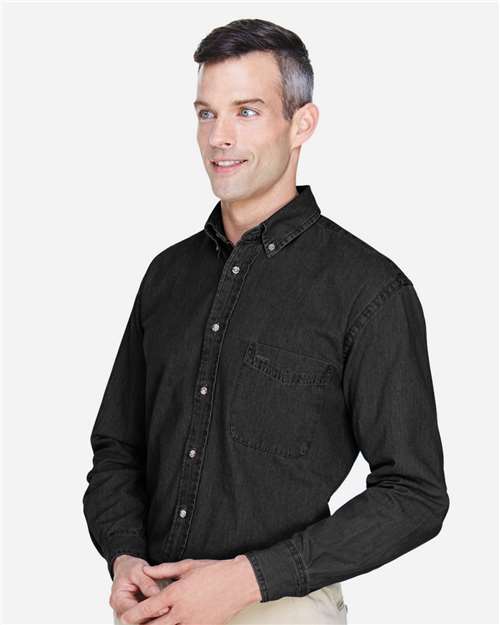 Chemise homme en jean à manches longues — Harriton M550