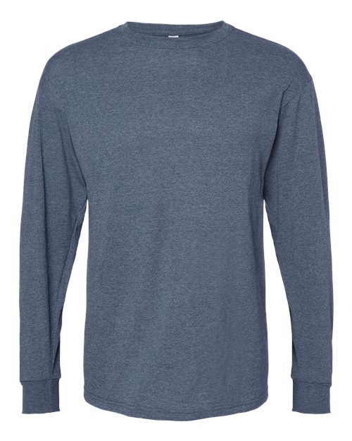 Unisex Gold Soft Touch Long Sleeve T-Shirt — Heather Navy