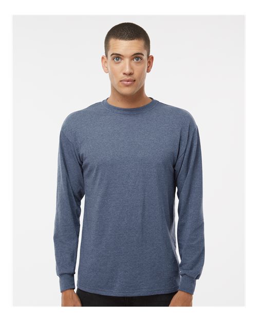 Unisex Gold Soft Touch Long Sleeve T-Shirt — Heather Navy