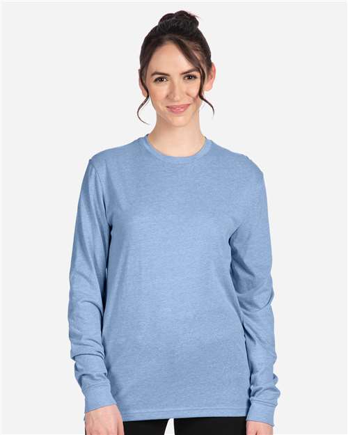 Unisex CVC Long Sleeve Tee — Heather Columbia Blue