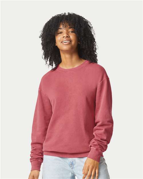 Unisex Garment-Dyed Lightweight Crewneck Sweatshirt — Crimson