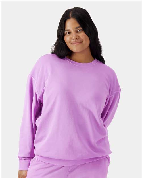 Unisex Garment-Dyed Lightweight Crewneck Sweatshirt — Neon Violet