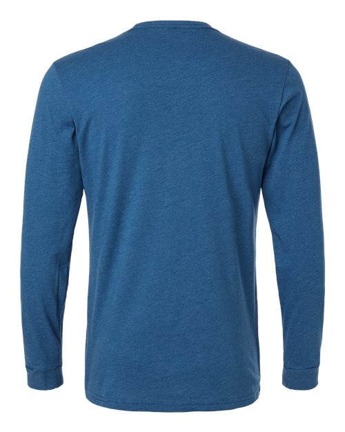 Unisex CVC Long Sleeve Tee — Heather Cool Blue