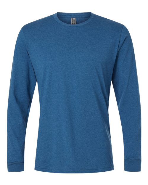 Unisex CVC Long Sleeve Tee — Heather Cool Blue