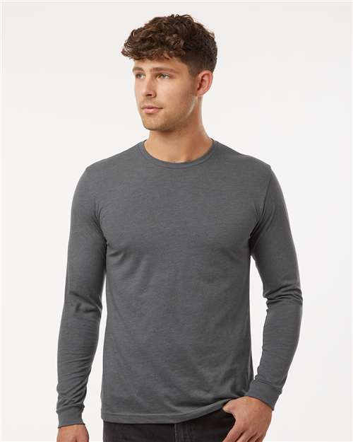 Unisex CVC Long Sleeve Tee — Heather Heavy Metal