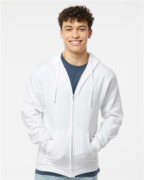 Unisex Zipper Fleece Hoodie — White