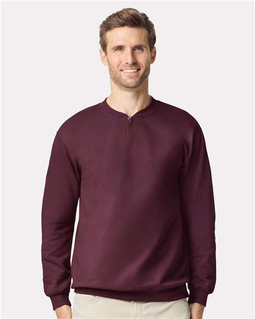 Unisex Softstyle® Midweight Quarter-Zip Sweatshirt — Maroon