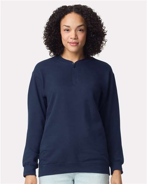 Unisex Softstyle® Midweight Quarter-Zip Sweatshirt — Navy