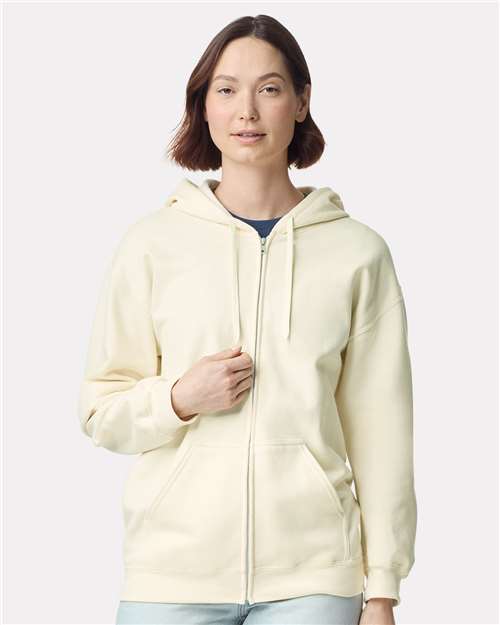 Unisex Softstyle® Midweight Full-Zip Hooded Sweatshirt — Off White