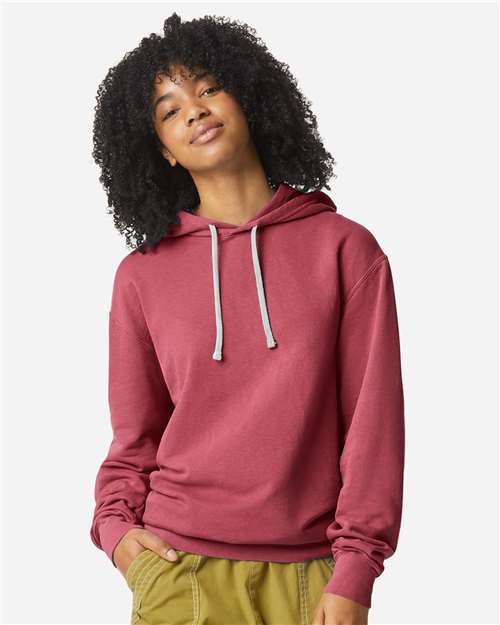 Unisex Garment-Dyed Lightweight Hooded Sweatshirt — Crimson