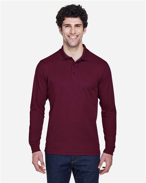 Men's Pinnacle Performance Long Sleeve Piqué Polo — Burgundy