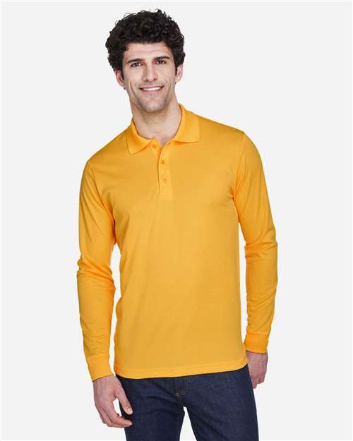 Men's Pinnacle Performance Long Sleeve Piqué Polo — Campus Gold