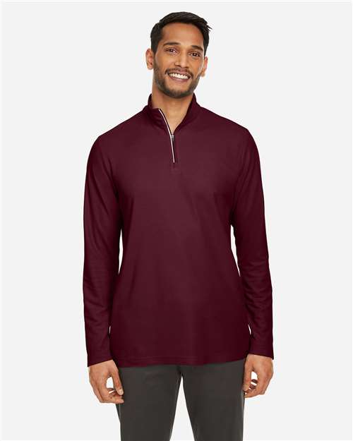 Men's Fusion ChromaSoft™ Pique Quarter-Zip Pullover — Burgundy