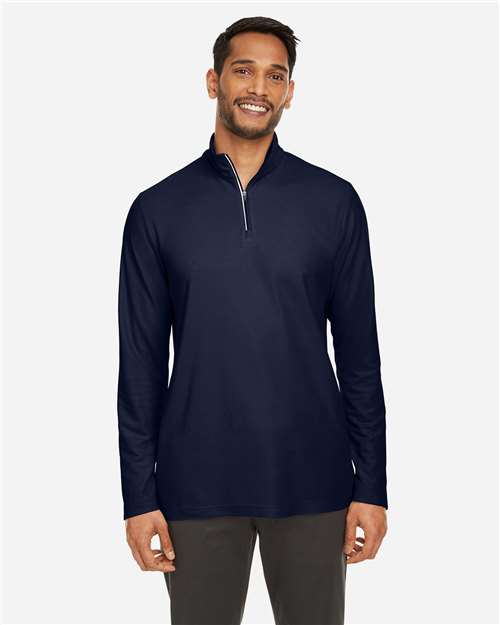 Men's Fusion ChromaSoft™ Pique Quarter-Zip Pullover — Classic Navy