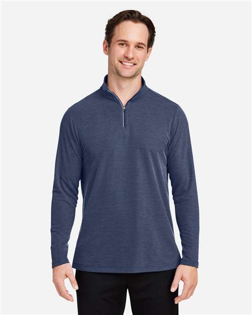 Men's Fusion ChromaSoft™ Pique Quarter-Zip Pullover — Classic Navy Heather