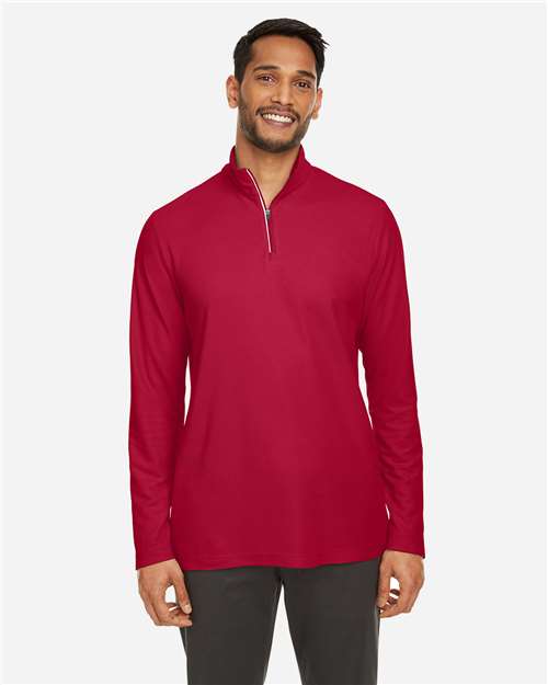 Men's Fusion ChromaSoft™ Pique Quarter-Zip Pullover — Classic Red