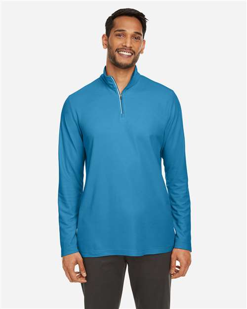 Men's Fusion ChromaSoft™ Pique Quarter-Zip Pullover — Electric Blue