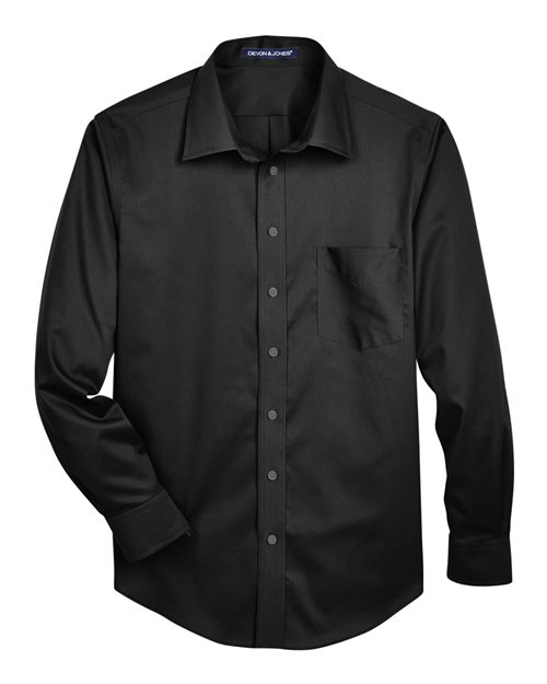 Men's Crown Collection® Solid Stretch Twill Woven Dress Shirt — Black