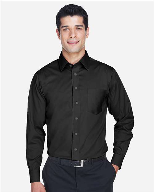 Men's Crown Collection® Solid Stretch Twill Woven Dress Shirt — Black