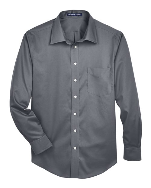 Men's Crown Collection® Solid Stretch Twill Woven Dress Shirt — Graphite
