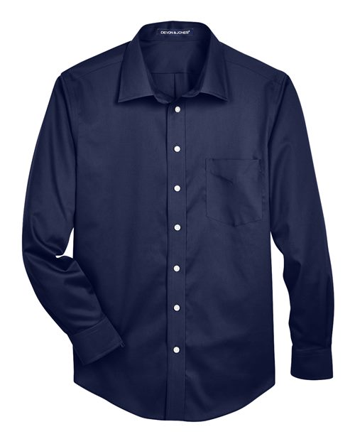 Men's Crown Collection® Solid Stretch Twill Woven Dress Shirt — Navy