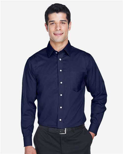 Men's Crown Collection® Solid Stretch Twill Woven Dress Shirt — Navy