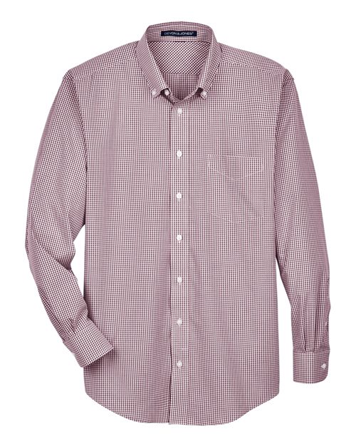 Men's Crown Collection® Gingham Check Woven Dress Shirt — Burgundy