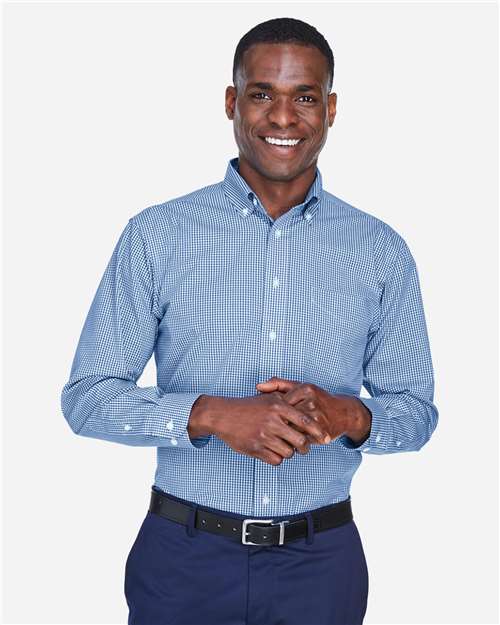 Men's Crown Collection® Gingham Check Woven Dress Shirt — French Blue