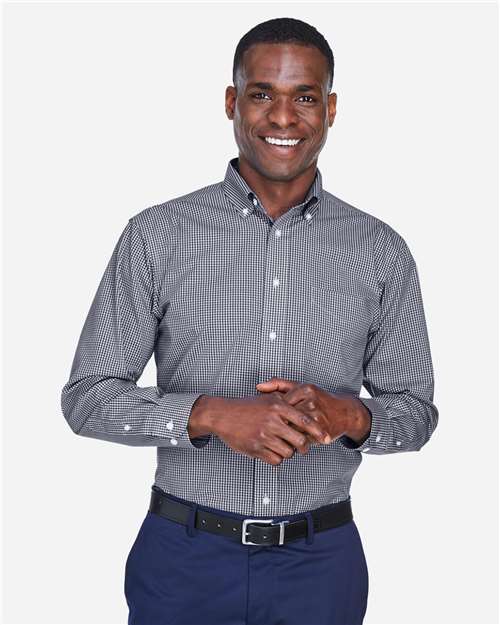 Men's Crown Collection® Gingham Check Woven Dress Shirt — Navy