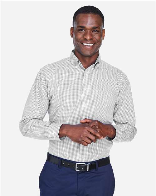 Men's Crown Collection® Gingham Check Woven Dress Shirt — Silver