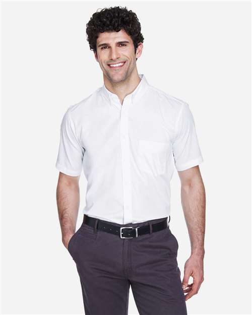 Men's Optimum Short Sleeve Twill Dress Shirt — White