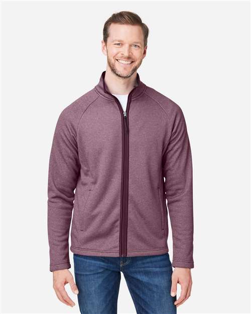 Men's Venture Heathered Stripe Full-Zip Jacket — Burgundy/ White