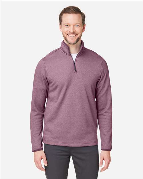 Men's Venture Heathered Stripe Quarter-Zip Pullover — Burgundy/ White