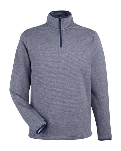 Men's Venture Heathered Stripe Quarter-Zip Pullover — Classic Navy/ White