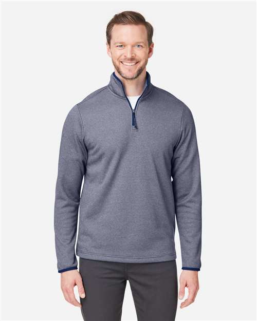Men's Venture Heathered Stripe Quarter-Zip Pullover — Classic Navy/ White