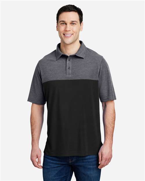 Men's Fusion ChromaSoft™ Colorblock Polo — Black/ Carbon Heather