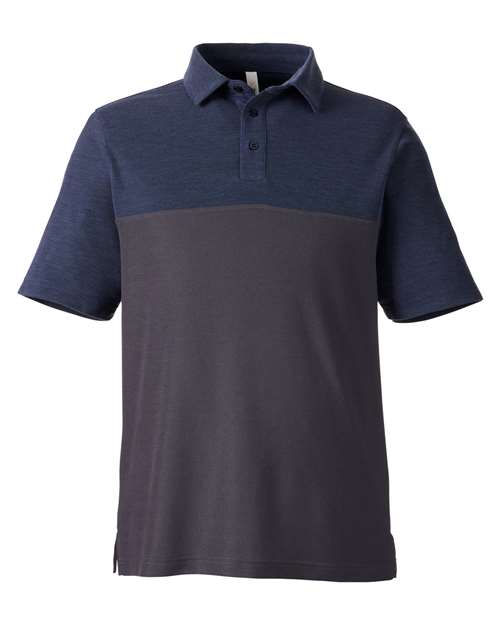 Men's Fusion ChromaSoft™ Colorblock Polo — Carbon/ Classic Navy Heather