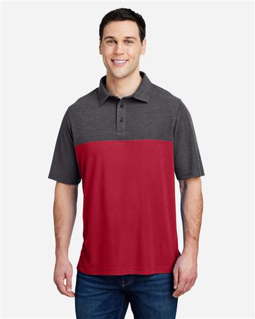Men's Fusion ChromaSoft™ Colorblock Polo — Classic Red/ Carbon Heather
