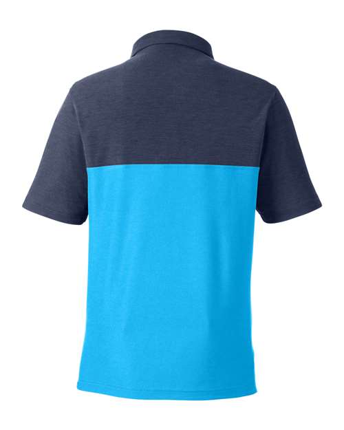 Men's Fusion ChromaSoft™ Colorblock Polo — Electric Blue/ Classic Navy Heather