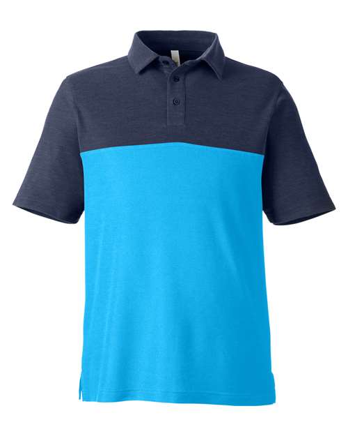 Men's Fusion ChromaSoft™ Colorblock Polo — Electric Blue/ Classic Navy Heather