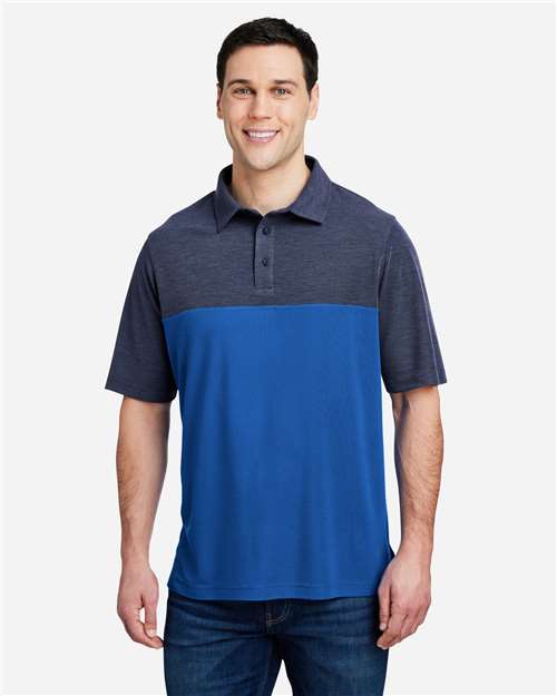 Men's Fusion ChromaSoft™ Colorblock Polo — True Royal/ Classic Navy Heather